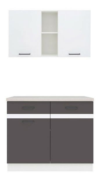 Sada kuchynských skriniek BRW Junona line DG4D1S/100 (Sivý wolfrám + Lesk biely)