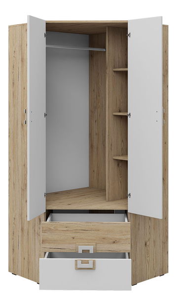 Mobilier cameră studenți Maximos V (stejar deschis + turcoaz + alb)