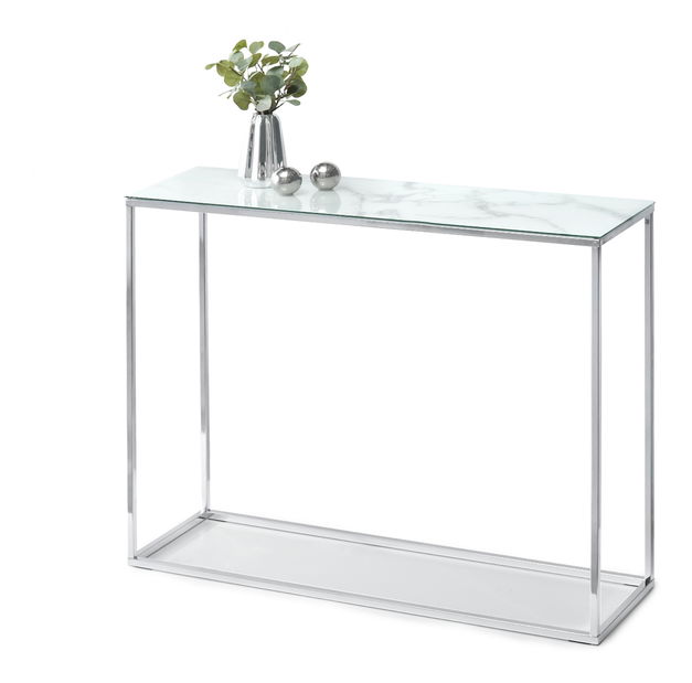 Konzolový stolík Bella Kons (biela + chrómová)