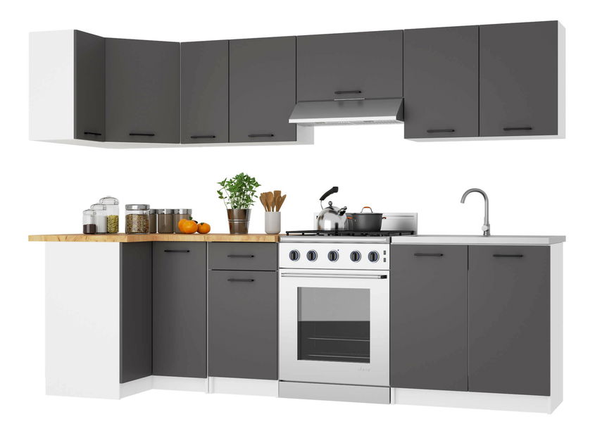 Rohová dolná kuchynská skrinka Organo S 90/90 (biela + grafit)