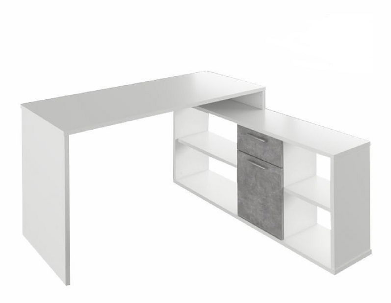 Számítógépasztal Noe new (fehér + beton)