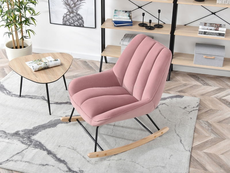 Kreslo Bertie (ružová + buk čierny)