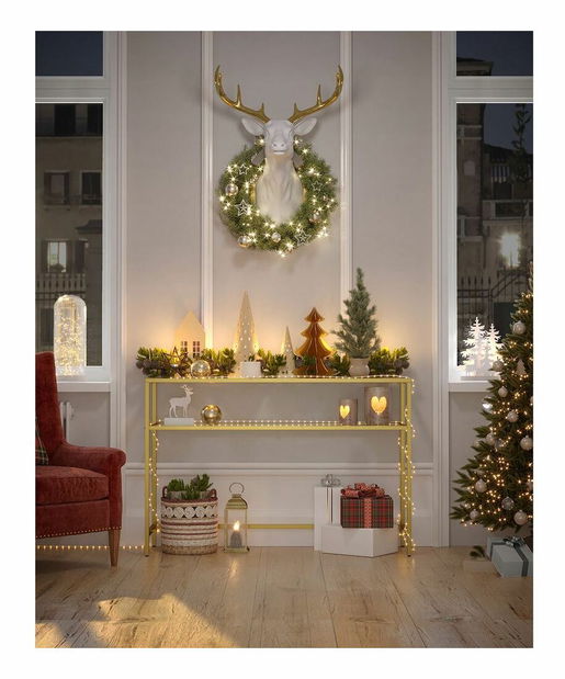 Konzolový stolík Byat 4 (zlatá + sklo)