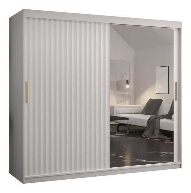 Ruhásszekrény tükörrel 200 cm Riana Wa 2 200 (fehér)