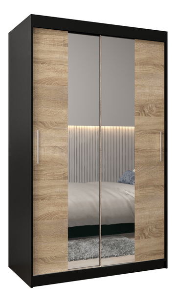 Ruhásszekrény 120 cm Toki 1 (matt fekete + szonoma tölgy)