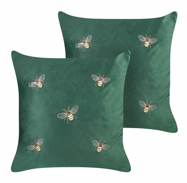 Sada 2 ozdobných vankúšov 45 x 45 cm Talin (zelená)