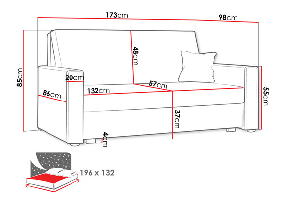 Sofa na razvlačenje Clovea Star III (siva) (s prostorom za odlaganje)