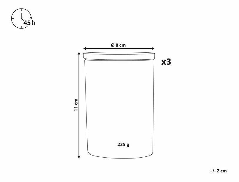 Sada 3 ks vonných sviečok biely jantár/biely čaj/biely jazmín Saturnus (biela) 