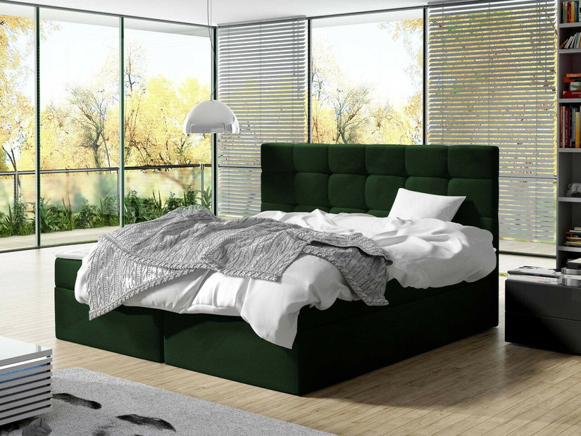 Manželská posteľ Boxspring Kennedy (160x200) (ekokoža Soft 011 (čierna))