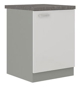 Dolná kuchynská skrinka Milo  60 D 1F BB (sivá + biely lesk)