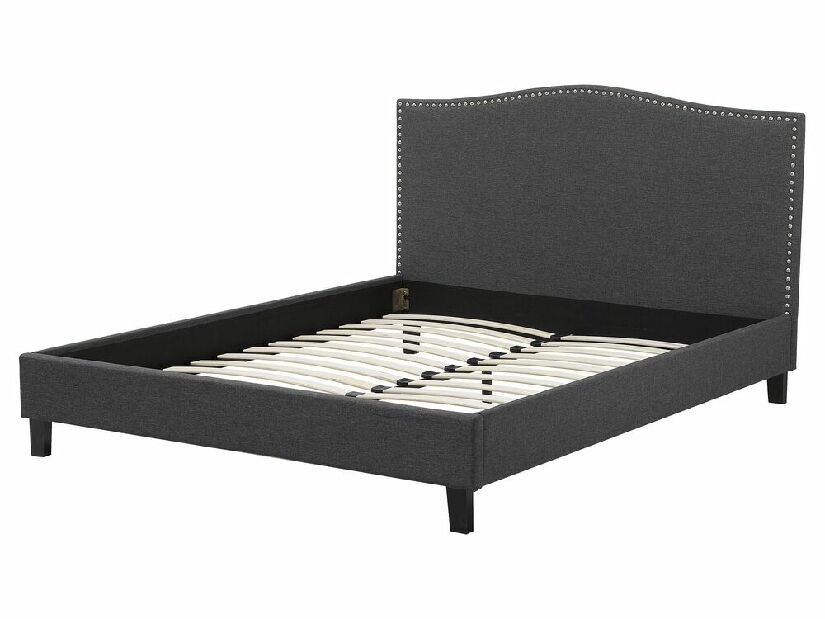 Manželská posteľ 160 cm MONTHY (s roštom a LED osvetlením) (tmavosivá)