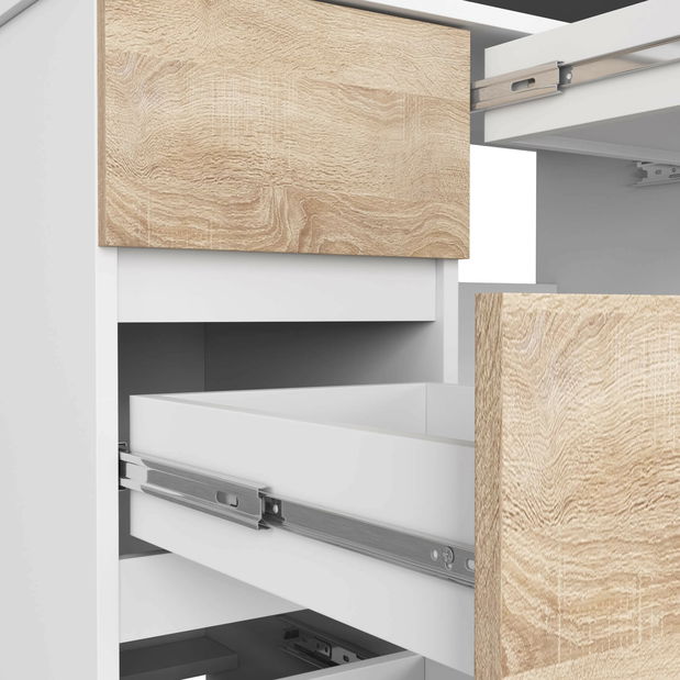 Masă PC Alineadas (alb + stejar sonoma)