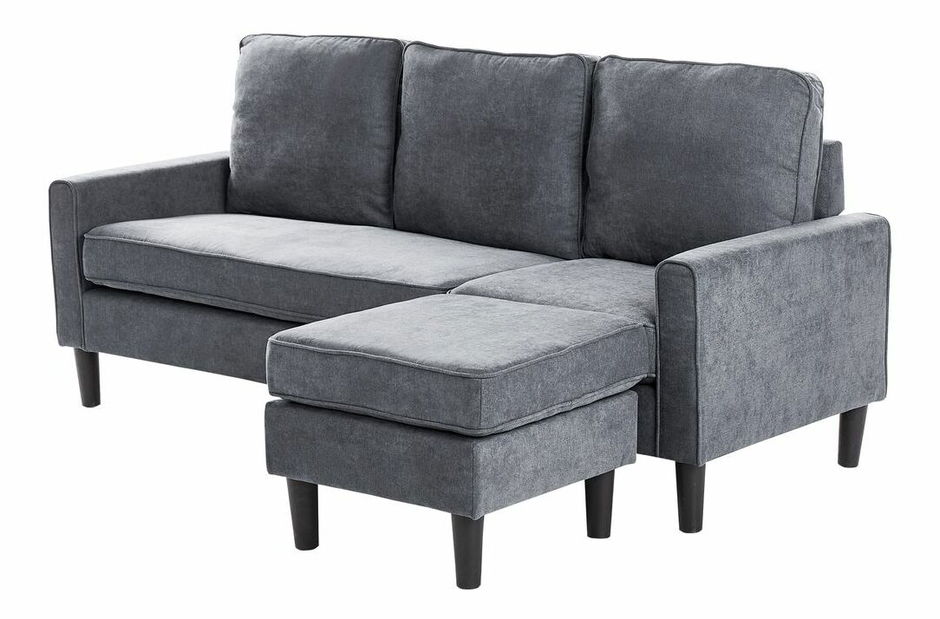 Pohovka trojsedačka Arran (tmavosivá) (s taburetkou)