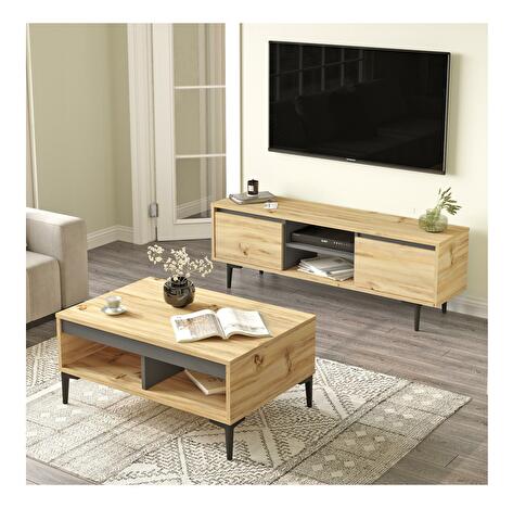 Set mobilier pentru living Levosi 2 (stejar + antracit) 