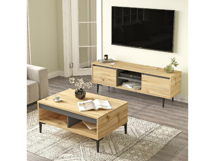 Set mobilier pentru living Levosi 2 (stejar + antracit) 