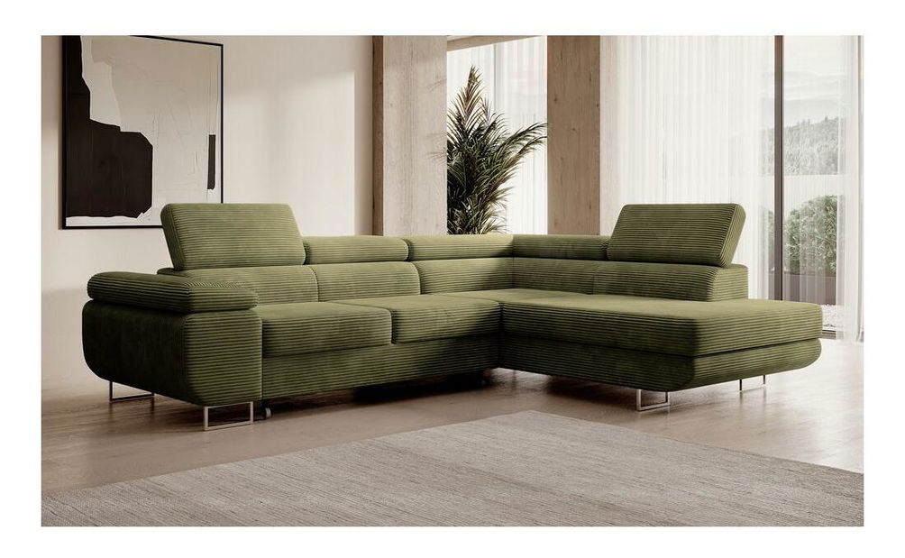 Kutna garnitura Stiletto (D) (maslinasto zelena + srebrna)