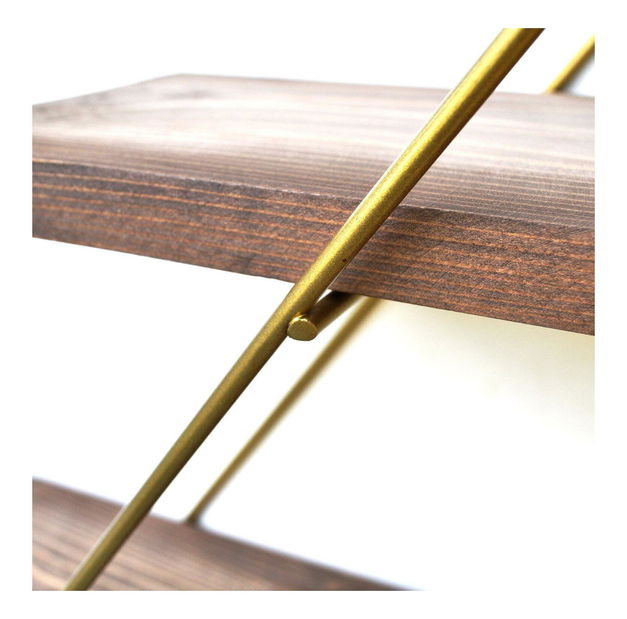 Dekoratívna nástenná polica Duvelo 8 (orech + zlatá) 