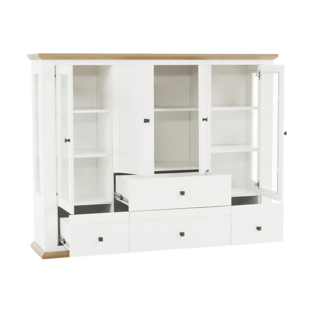 Vitrină Leoras MZ6 (alb + stejar grand)