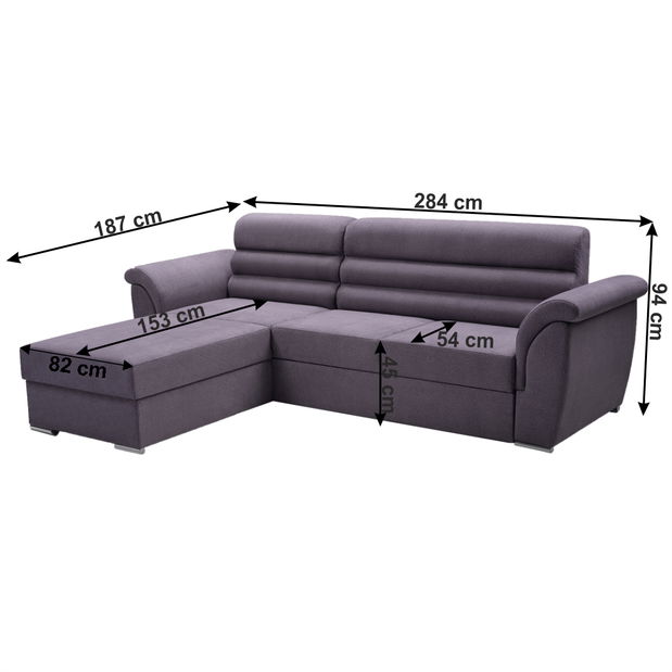 Kutna garnitura Foda (tamno siva) (L)