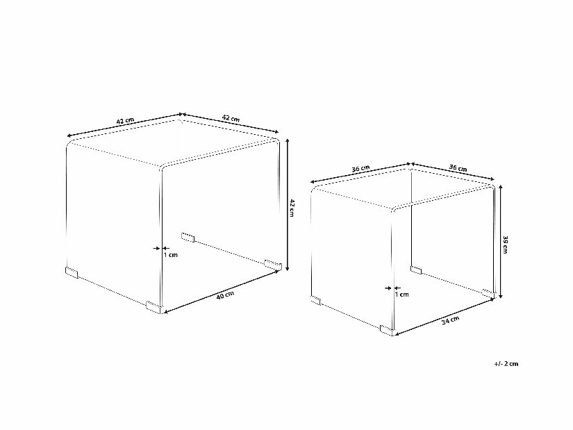 Set 2 mese de cafea KOORDA (sticlă) (transparent)