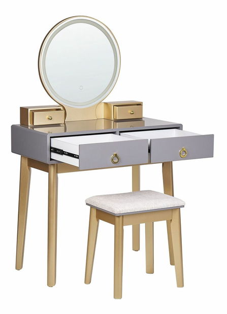 Masă de toaletă Fedro (gri) (cu iluminat LED)