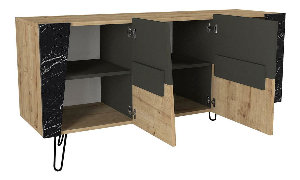 Konzolový stolík Mitovi (dub zafírový + čierna) 