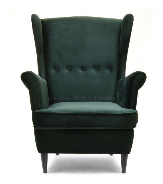 Kreslo ušiak Margis (zelená + biela)