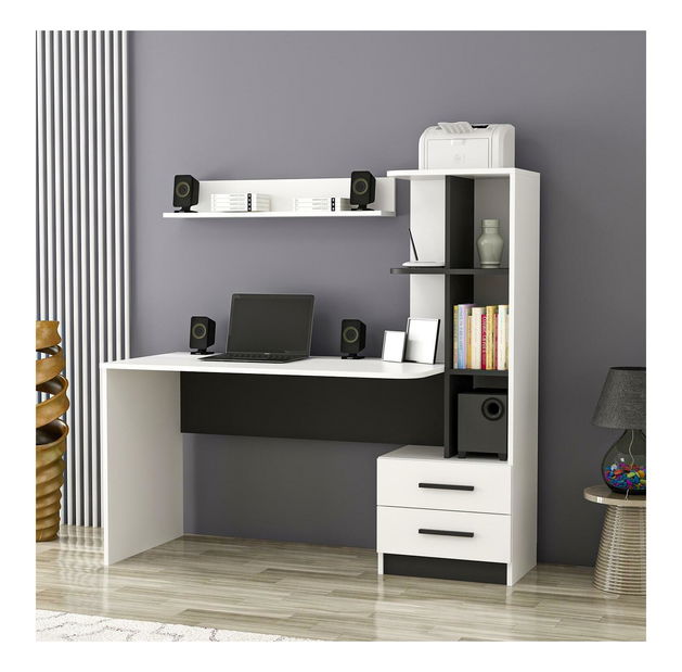 PC asztal Aslan (fehér + fekete)