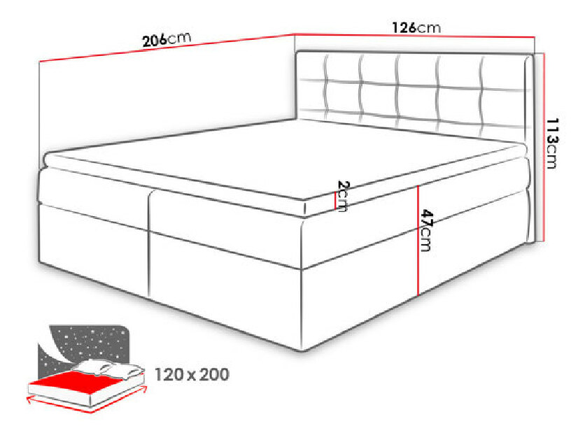 Pat matrimonial Boxspring Kennedy (140x200) (Kronos 19)