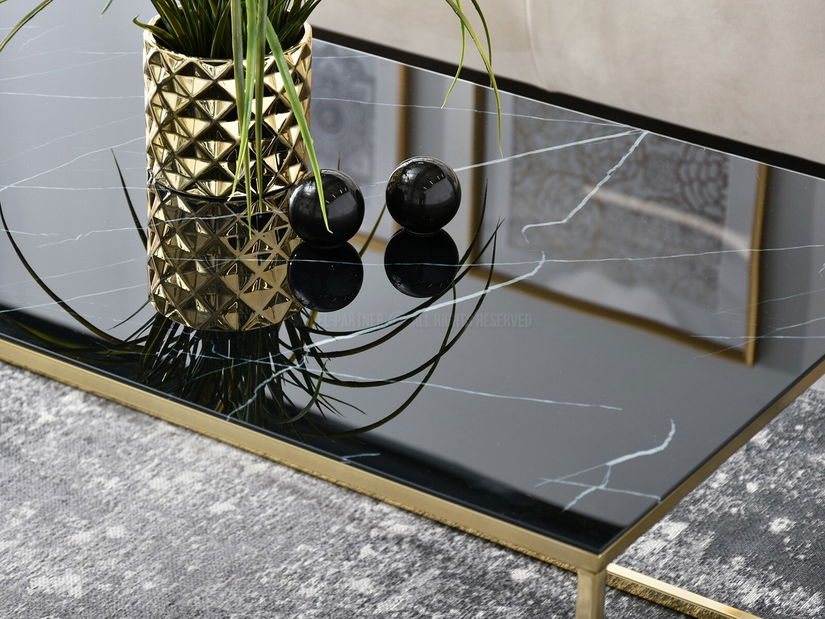 Dohányzóasztal Bella Xl (fekete + arany)