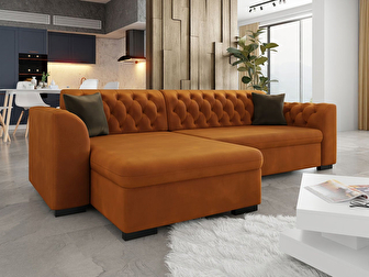 Kutna sofa na razvlačenje Leon (L) (Magic Velvet 2213 + Magic Velvet 2213 + Magic Velvet 2205)