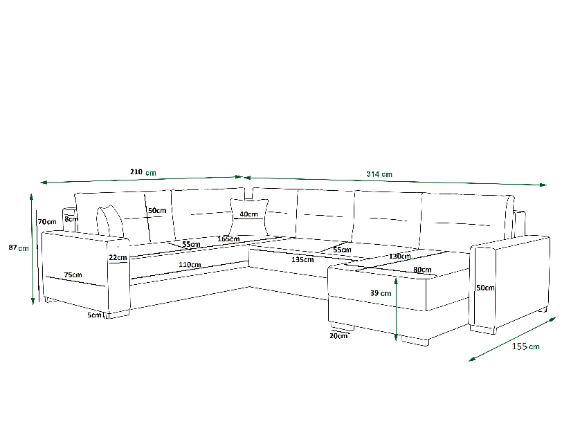 Colțar Pearle 3 (Alb + Gri) (D)