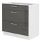 Dulap inferior de bucătărie Lavera 80 D 3S BB (Alb + Luciu gri)