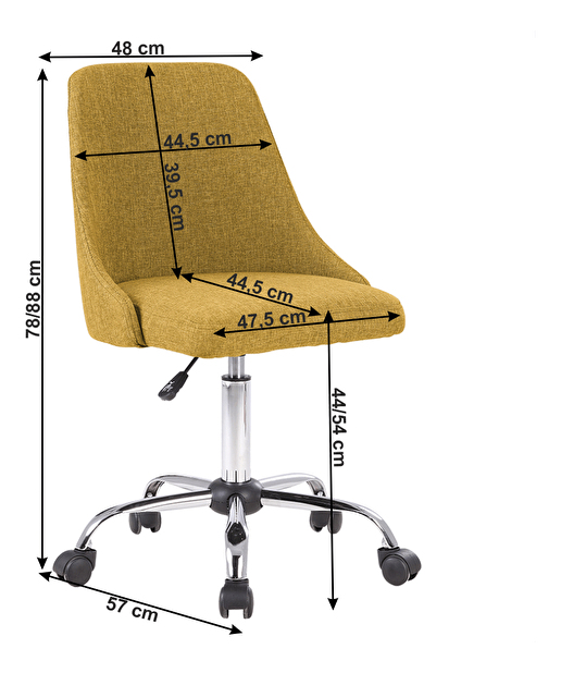 Scaun de birou Eminence (Galben + Crom)