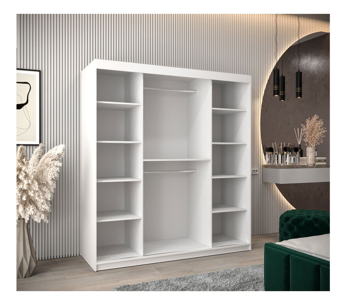 Ormar za garderobu 180 cm Toki 2 (bijela mat + bijela mat)