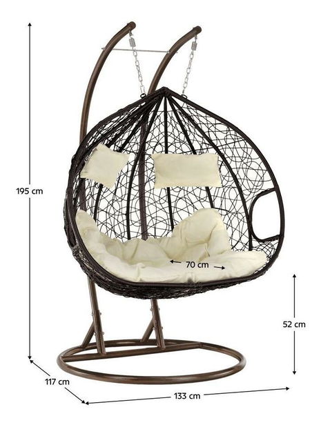Fotoliu suspendat Dalvoa 2 (cupru + maro + crem) 