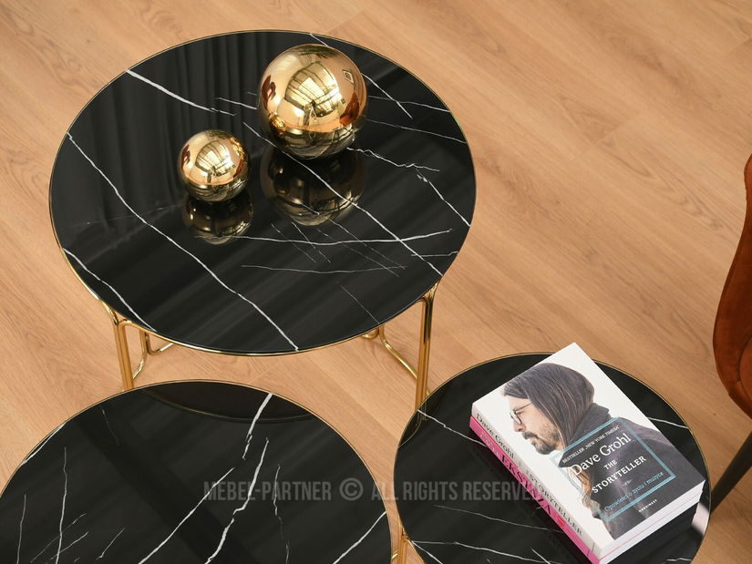 Măsuță de cafea Belianni Zest (marmură negru + auriu)