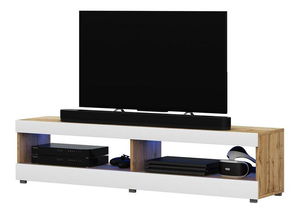 Dulap TV Violett 100 (cu iluminat) (stejar lancaster + alb)