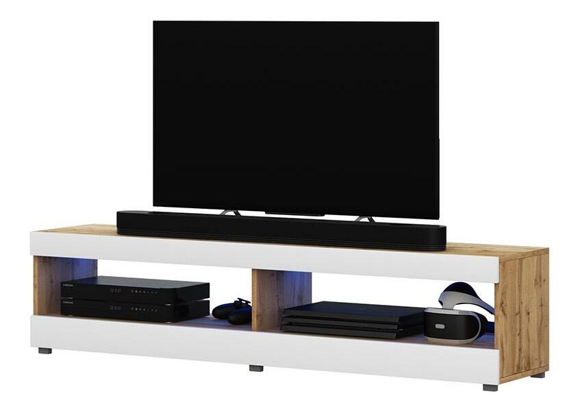 Tv szekrény/asztal Violett 100 (világítással) (lancester tölgy + fehér)