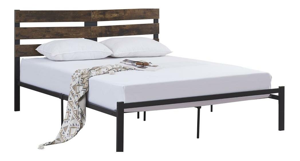 Bračni krevet180 cm Acabarian (crna + hrast rustikal) (sa podnicom)