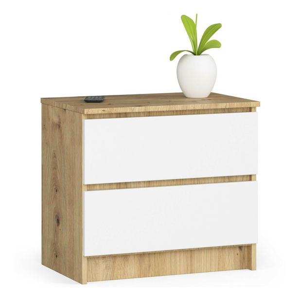 Éjjeliszekrény Kalista (artisan tölgy + fehér)