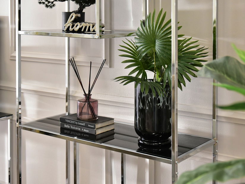 Regál Crips (čierny mramor + chrómová)