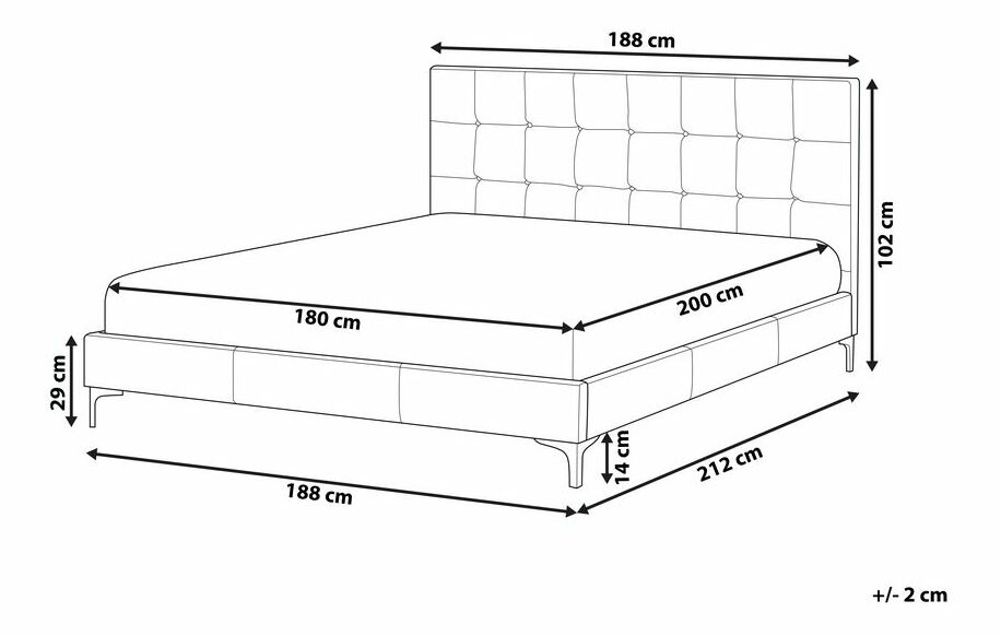 Pat matrimonial 180 cm AMART (gri) (cu somieră)