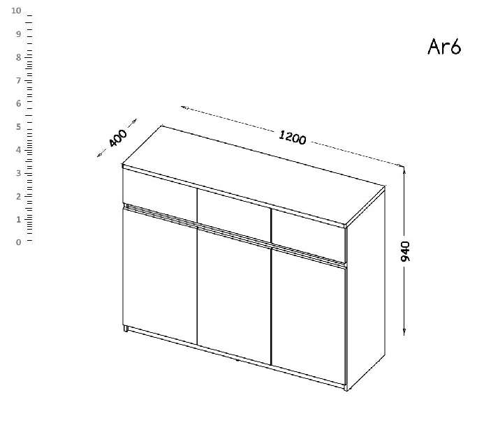 Komoda typ AR6 Alishia (biela + dub wotan)