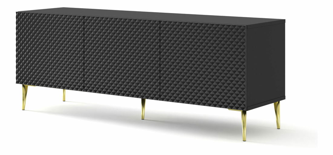 Masă TV C 3D 150 Rowanna (Negru lucios + Auriu)