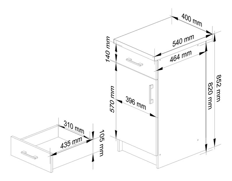 Donji kuhinjski ormarić Lula s40 sz1 (bijela mat + hrast sonoma)