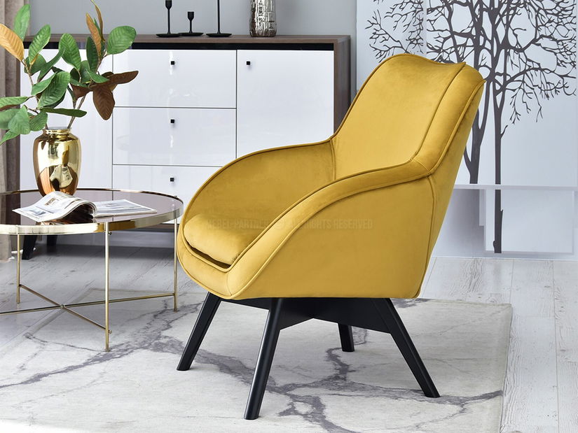 Dizájnos fotel Merch (arany + fehér)