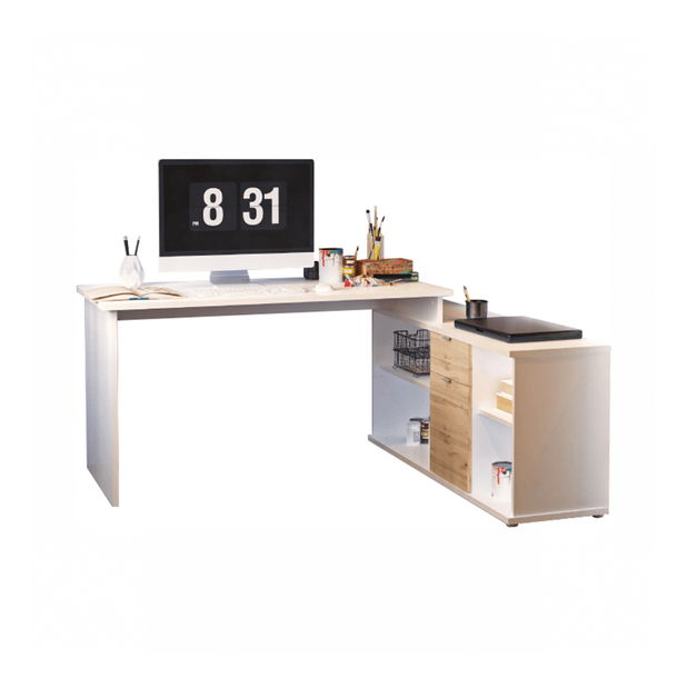 Sarok számítógépasztal Dasys VE 02 (wotan tölgy + féher)