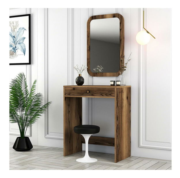 Toaletný stolík Logan 1 (orechové drevo) (so zrkadlom)