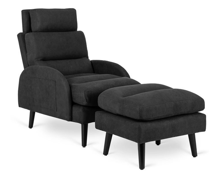 Polohovacie kreslo Hondurenas (čierna) (s taburetkou)